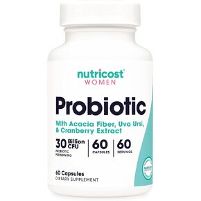 Nutricost Probiotic for Women 30 Billion CFU, 60 Capsules - Complex with Acacia Fiber, Uva Ursi & Cranberry Extract, Non-GMO & Gluten Free