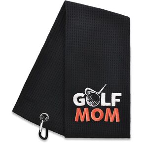 Hafhue Golf Mom Embroidered Golf Towel, Golf Accessories for Women, Golf Gifts for Mom Golf Lovers, Birthday Retirement Gifts for Mom Golf Lovers, from Daughter Son