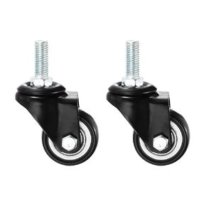 PATIKIL 1.5 Inch Stem Casters, 4 Pack PU Threaded Stem Caster Wheel 360 Degree Rotation M10 x 25mm for Rolling Cart Cart Wheels Furniture Replacement, Black