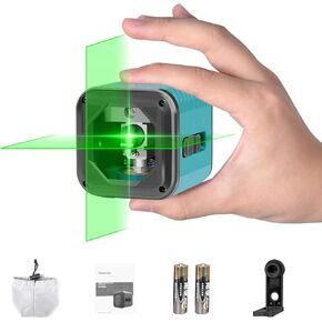 Mini Protable Laser level 50ft Self-leveling Cross Line Laser, Vertical and Horizontal Line for Picture Hanging, 360° Magnetic Base and Battery Included