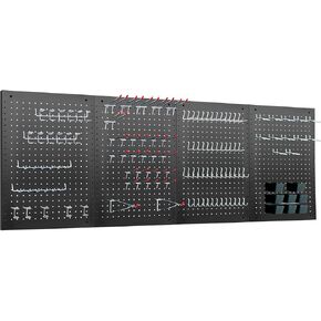 LUGO 24"x16" Metal Pegboard Wall Organizer, 128 PC Pegboard System, Easy to Install Storage with Hooks, Bins, and Tool Organizer for Wall, Craft Room, Garage, Home, Workshop, Workbench (Black, 128 PC)