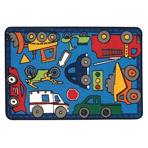Carpets for Kids KID$Value 48.62 Wheels On The Go Playroom Value Rug 4ft x 6ft Rectangle Green