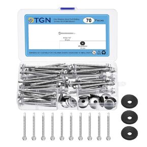 70Pcs #12x2-1/2" Hex Washer Head Self Drilling Screws - 410 Stainless Steel Self Tapping Sheet Metal Screw Assortment Kit with M5.5x19 EPDM Washer