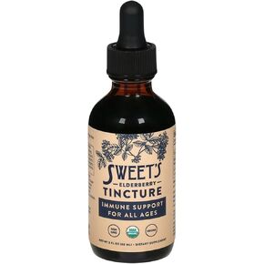 Sweet's Elderberry Tincture | USDA Organic | Alcohol-Free | Black Elderberry | Immune Support for All Ages | Travel-Friendly 2 oz Bottle with Dropper | Vegan | Keto | Non-GMO | Unsweetened