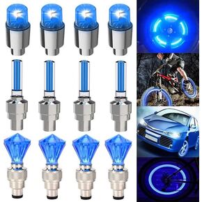 12 قطعة LED فلاش عجلة غطاء صمام الضوء لسيارة دراجة محرك عجلة الإطارات الخفيفة (الأزرق)