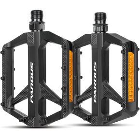 Pardus M908 Flat Pedals Mountain Bike Pedals, 2DU Bearings Non-Slip Lightweight Engineering Plastics Pedals with Reflector, Boron Steel Axle,4.3''x 4''x 0.87'', 0.5lb, 9/16" for BMX MTB