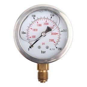 High Accuracy Hydraulic Pressure Gauge 63mm Dial 0-250Bar/0-3750PSI, Double Scale, G1/4 Thread Connection, Metal Outer Case, Size, Convenient to Carry