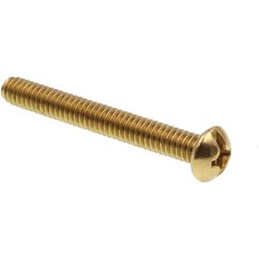 Prime-Line 9005585 Machine Screw, Round Head, Slotted/Phillips Combo, 1/4 in-20 X 2 in, Solid Brass, Pack of 25