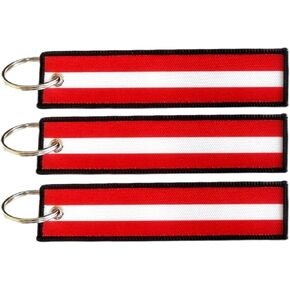 JAVD Austria Flag Keychain Tag with Key Ring - Keys, Cars, Motorcycles, Backpacks, Luggage and Gifts - EDC (3 Pack)