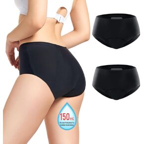 Incontinence Underwear for Women 150ml High Absorbent Leak Proof Underwear Washable Women’s Incontinence Briefs for Women Incontinence Postpartum Leakage Protective Panties 2pcs-L