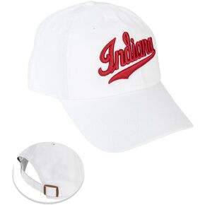 Desert Cactus Indiana University Baseball Hat Hoosiers Bloomington Brimmed Embroirderd Hats Cap Adjustable Cloth Strap Adult (Style F1) White