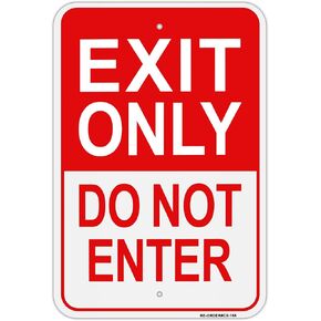 Exit Only - Do Not Enter Sign, 18" x 12" Rust Free Heavy Duty Aluminum Reflective Warning Signs, UV Protected, Fade Resistant, Weatherproof - Easy to Mount - Outdoor use