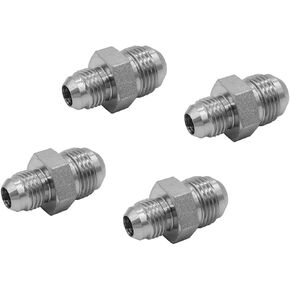 (4-PACK) 2403-08-06 Hydraulic Hose Adapter Fitting 1/2" Male JIC 37° Flare (3/4"-16UNF) × 3/8" Male JIC 37° Flare (9/16"-18UNF) SAE Straight Pipe Joints Tube Connector Carbon Steel
