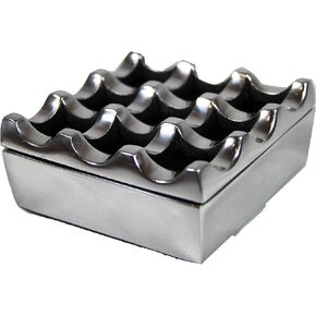 Ashtray Made From Aluminum Metal, Wind Resistant Ash tray for small Cigars / Cigarillos /Cigarette Ashtray, 9 GRIDS/ Holes, Windproof Hand Crafted (Silver)