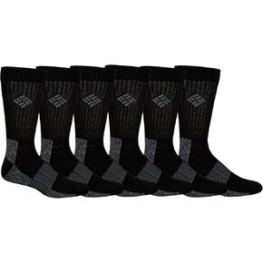 Columbia Men's Moisture Control Crew Socks, Black, 6-12 US