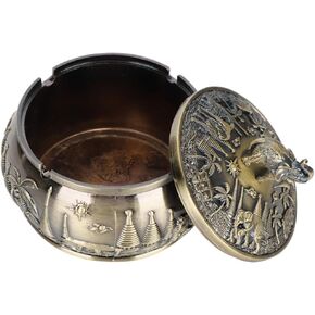 Elephant Ashtray, Windproof Zinc Alloy Metal Vintage Elephant Ashtray with Lid, Unique Home Decoration Craft Gift