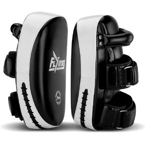 FIVING Boxing Strike Curved Muay Thai Pad MMA Strike Kick Shield, for Punching, Blocking, Sparring,Kicking,Punch, Hitting, Coaching Extra Padding for - Sold in Pairs