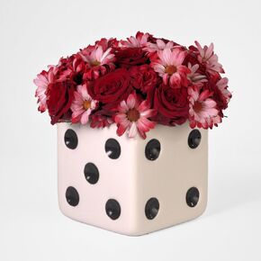 Iridescent Triple Dice Vase, Maximalist Home Decor Ceramic Flower Vase, Iridescent Desk Accessories for Office, Bar Cart Or Vanity, Unique & Trendy Holographic Decor