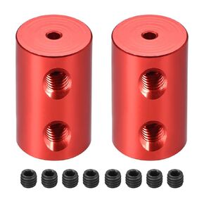 Rigid Coupling Aluminum Alloy Shaft Coupler Connector Motor Accessories [for 3D Printer]-2mm to 2mm Bore L20 x D12/Red/2 Pack