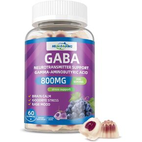 Stress Relief Gummies GABA L-Theanine Supplement 800mg Calm Gummies for Adults Ashwagandha Supplements Gummies with 5-HTP, Vitamin B3, B6, D3 for Brain Calm, Sleep Support