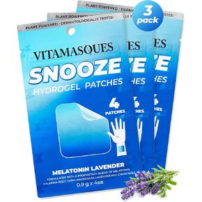 Vitamasques Sleep Patches for Adults, SnoozeMe Wellness Hydrogel Patch (3-Pack) - Sleeping Patch with Lavender, Melatonin, & Valerian Root - Cruelty-Free, Gluten-Free, & Filler-Free Sleep Patch