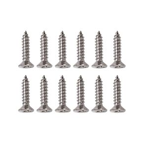 12pcs ST6.5 * 25 Countersunk Self Tapping Screws,304 Stainless Steel,for Furniture Cabinets Swimming Pool Solar Reels Silver