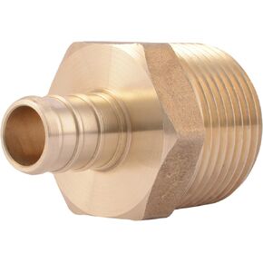 SharkBite 3/4 x 1 Inch Crimp MNPT Male Adapter, Brass Plumbing Fitting, PEX Pipe, Copper, UC139LFA