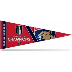 Rico Industries NHL Hockey Florida Panthers 2024 Stanley Cup Champions 12" x 30" Felt Wall Décor Pennant - Great for Home/Bed Room/Man Cave Décor