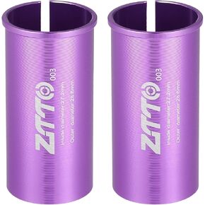 Seatpost Shim Adapter Durable 27.2mm 1.07" ID 28.6mm 1.13" OD Bike Seatpost Tube Reducing Sleeve Bushing Aluminum Alloy Purple (Set of 2)