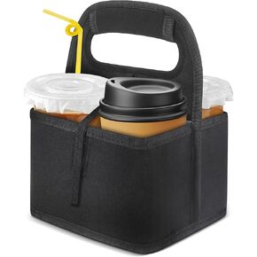 Kevenal Reusable Insulated Drink Carrier with Handle, Portable Collapsible Drink Carrier, Foldable Drink Caddy Holder Organizer Tote Bag for Delivery Driver Hot and Cold Drinks