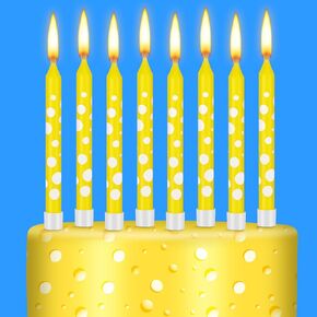 12 Pcs Sponge Birthday Candles for Cake Sponge Birthday Decorations Cupcake Toppers Yellow Party Candles for Sponge Themed Birthday Decorations Supplies