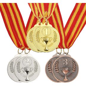 PATIKIL 2 Inch Gold Silver Bronze Award Metals, 6 Pieces Olympic Style Award Medals 1st 2nd 3rd Prize with Neck Ribbon for Games Sports Competitions