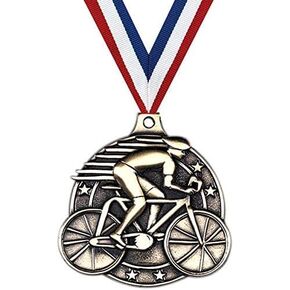Cycling Medals, 2" Gold Cycling Medal Award with Free Custom Engraving Prime
