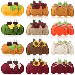 24 Pcs Felt Fall Pumpkin Hanging Tree Ornaments Decors,3D Pumpkin Shaped Pendant Craft for Fall Thanksgiving Party Hanging Decor in Kuwait