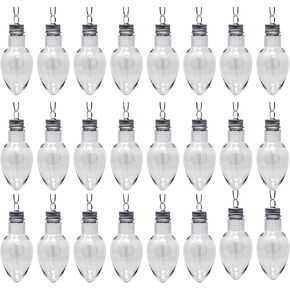 4 Inch Fillable Christmas Ornaments, Light Bulb Ornaments Clear Plastic Fillable, Clear Craft Ornaments, Great for Candy - 24 Pack