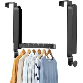 Over The Door Drying Rack, 2 Pack Foldable Over The Door Hooks Hanger for Laundry Clothes Heavy Duty Door Organizer Rack Hanging Coat Rack Storage Hanger for Bedroom Bathroom Kitchen