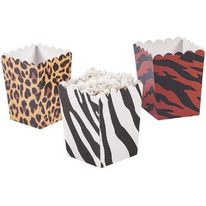 Fun Express Animal Print Mini Popcorn Boxes 24PC - Party Supplies - VBS Vacation Bible School Supplies/Decor - 24 Pieces