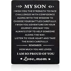 ZZP Fathers Day for Son Men, Teen Boys Christmas Wallet Card for Son, Graduation Birthday Gift for Son Teen Boys, Back to School Gifts, Off to College Gifts for Son, New Start Gifts for College Son