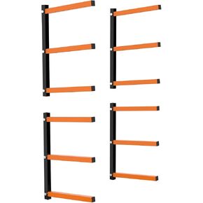 رف خشبي من Foozet مثبت على الحائط مع 3 أزواج من منظم الخشب وتخزين الخشب رف خشبي معدني شديد التحمل للأماكن الداخلية والخارجية، أقصى تحميل أسود إجمالي 600 رطل in Kuwait