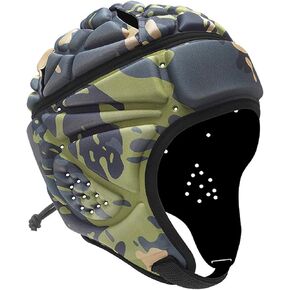 Soft Rugby Helmet 7v7 Football Helmet Adjustable Soccer Scrum Cap Head Protector Padded Support Rugby Flag Football Soft Shell Protective Cap Headgear Breathable EVA Anti-collision Cap for Youth Adult