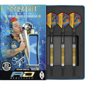 RED DRAGON Peter Wright Snakebite DWC Special Edition Gold Plus with Flights and Stems (shafts)