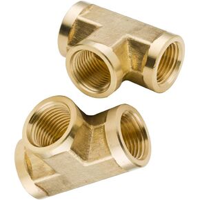 Legines Brass Pipe Tee 1/8" NPT Female x 1/8" NPT Female x 1/8" NPT Female Forged 3 Way T-fittings (2 pcs)