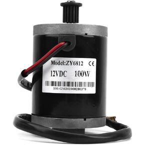 E-Scooter Brushed Motor, 12V 100W High Speed Brush Motor with 384 Pulley Belt Electric Motor for Electric Scooter Electric Modification Accessories