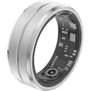 Smart Fitness Tracker Ring, Sleep Monitoring Pedometer Ring with APP for Android iOS, IP68 Waterproof Stainless Steel Health Tracker with Charging Case, Couple's Ring, Gift
