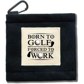 TOUNER Born to Golf Funny Golf Ball Cleaning Towel Pocket with Clip Wiping Cloth Cleaning Tool, Golf Accessories, Golf Gifts for Men, Golf Fan, Husband Grandpa, Papa, Dad, Retirement Gift