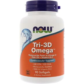 Now Foods Now Foods, (3 Pack) Tri-3D Omega, 330 EPA/220 DHA, 90 Softgels