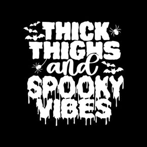 Thick Thighs and Spooky Vibes MKR Decal Vinyl Sticker |Cars Trucks Vans Walls Laptop| White | 5.5 x 5.3 in|MKR2299