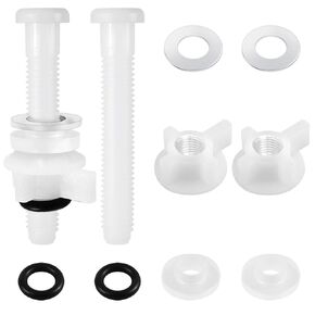 2 Pack White Universal Toilet Seat Screws, Toilet Seat Bolts Replacement Kit, with Nut and Washer, for Top Mounted Toilet Seat Hinges