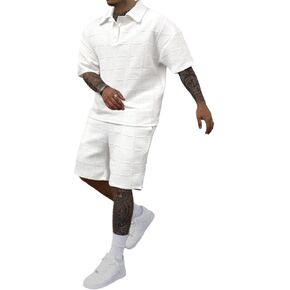 SOLY HUX Men's Short Sets 2 Piece Outfits Short Sleeve Collar T Shirt and Shorts Set