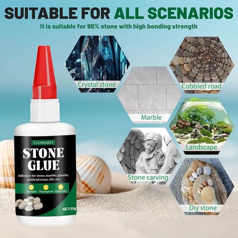 غراء الحجر، 30 جم*2 غراء لاصق رخامي للربط بين الأحجار والمواد الأخرى، 2.1 أونصة سائلة شفافة لترميم وإنتاج الحجر والرخام والحجر الاصطناعي بشكل فوري in Kuwait